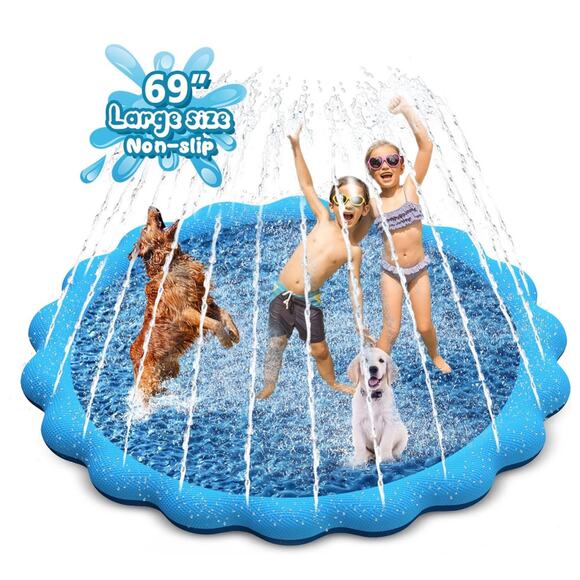 YAUNGEL 69in Splash Pad for Dogs: Non-Slip, Durable, Foldable Dog Pool, Blue - Picture 2 of 6